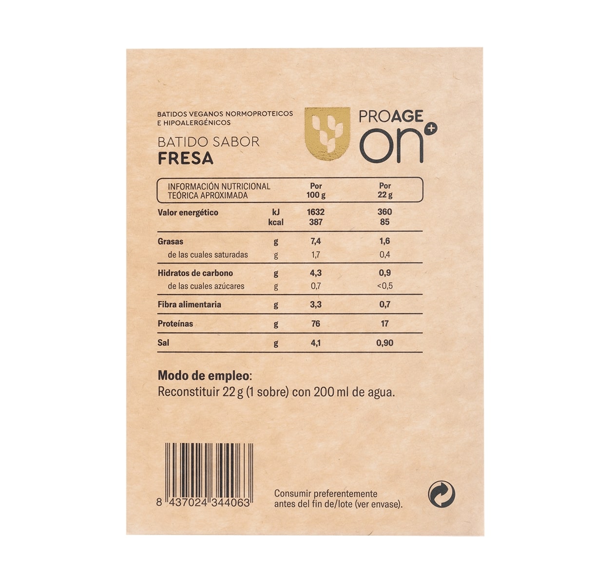 Batidos Veganos Proage Fresa